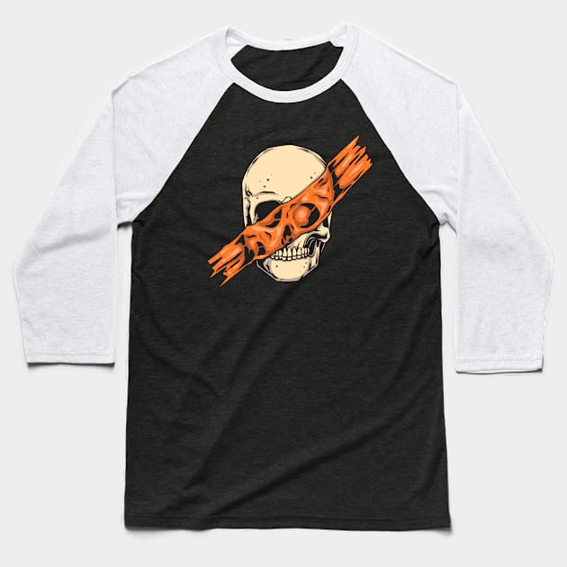 Skull Head Baseball T-Shirt by phsycartwork